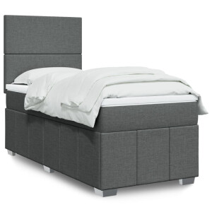 vidaXL Boxspring met matras stof donkergrijs 90x190 cm