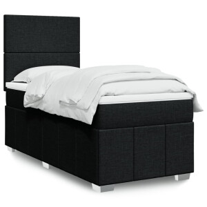 vidaXL Boxspring met matras stof zwart 90x190 cm
