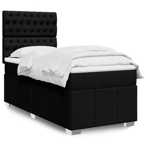 vidaXL Boxspring met matras stof zwart 90x190 cm