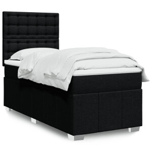 vidaXL Boxspring met matras stof zwart 90x190 cm