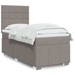 vidaXL Boxspring met matras stof taupe 90x200 cm