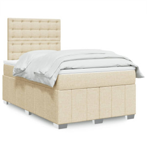 vidaXL Boxspring met matras stof crèmekleurig 120x190 cm