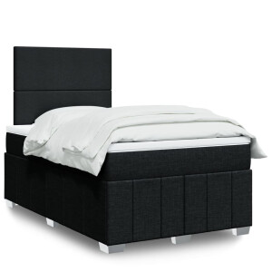 vidaXL Boxspring met matras stof zwart 120x200 cm