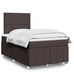 vidaXL Boxspring met matras stof donkerbruin 120x200 cm