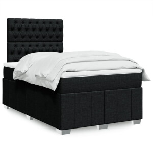 vidaXL Boxspring met matras stof zwart 120x200 cm