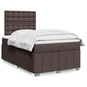 vidaXL Boxspring met matras stof donkerbruin 120x200 cm