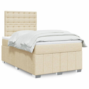 vidaXL Boxspring met matras stof crèmekleurig 120x200 cm