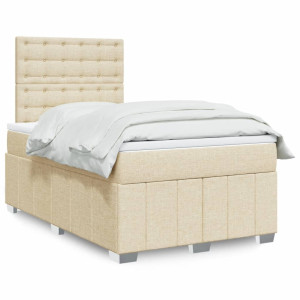 vidaXL Boxspring met matras stof crèmekleurig 120x200 cm