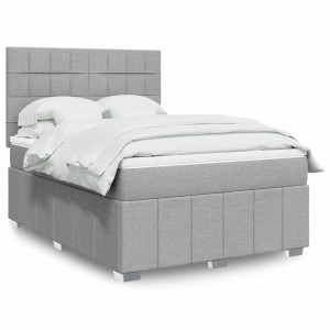 vidaXL Boxspring met matras stof lichtgrijs 140x190 cm