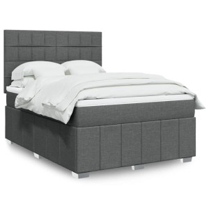 vidaXL Boxspring met matras stof donkergrijs 140x190 cm