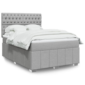 vidaXL Boxspring met matras stof lichtgrijs 140x190 cm