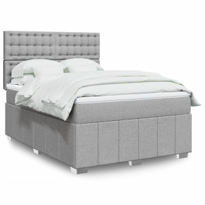 vidaXL Boxspring met matras stof lichtgrijs 140x200 cm