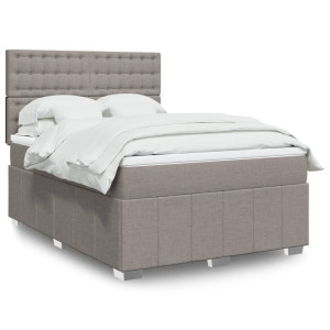 vidaXL Boxspring met matras stof taupe 140x200 cm