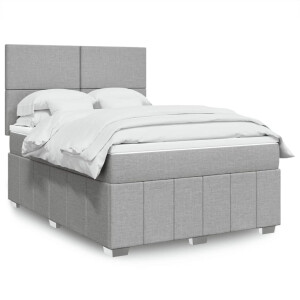 vidaXL Boxspring met matras stof lichtgrijs 160x200 cm