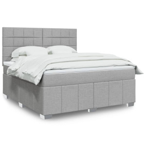 vidaXL Boxspring met matras stof lichtgrijs 180x200 cm