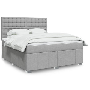 vidaXL Boxspring met matras stof lichtgrijs 180x200 cm