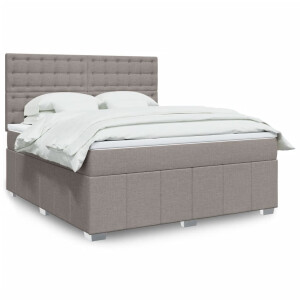 vidaXL Boxspring met matras stof taupe 180x200 cm