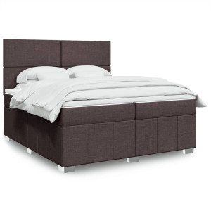 vidaXL Boxspring met matras stof donkerbruin 200x200 cm