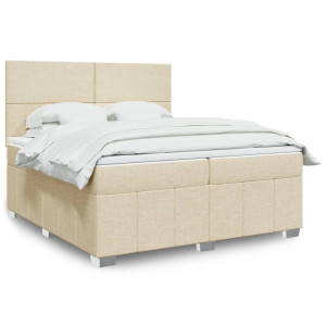 vidaXL Boxspring met matras stof crèmekleurig 200x200 cm