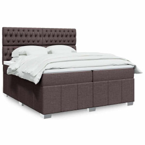 vidaXL Boxspring met matras stof donkerbruin 200x200 cm
