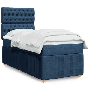 vidaXL Boxspring met matras stof blauw 90x190 cm