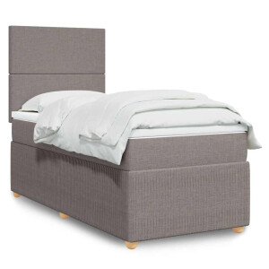 vidaXL Boxspring met matras stof taupe 90x200 cm