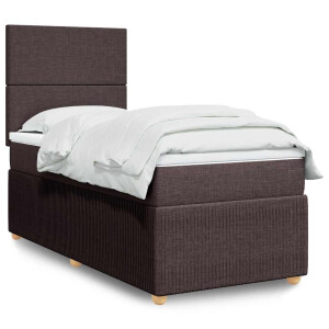 vidaXL Boxspring met matras stof donkerbruin 100x200 cm