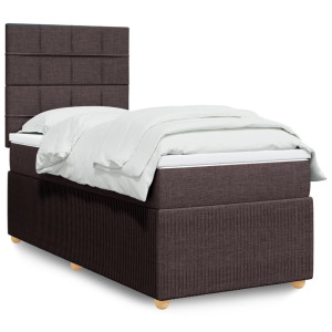 vidaXL Boxspring met matras stof donkerbruin 100x200 cm