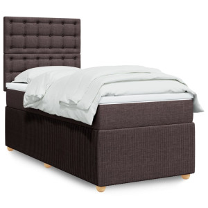 vidaXL Boxspring met matras stof donkerbruin 100x200 cm