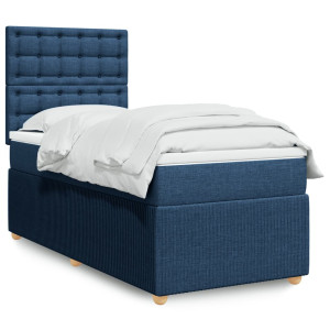 vidaXL Boxspring met matras stof blauw 100x200 cm