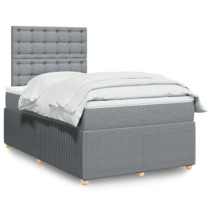 vidaXL Boxspring met matras stof lichtgrijs 120x190 cm