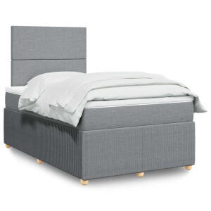vidaXL Boxspring met matras stof lichtgrijs 120x200 cm