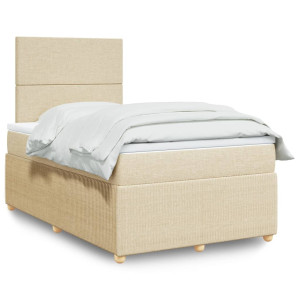 vidaXL Boxspring met matras stof crèmekleurig 120x200 cm