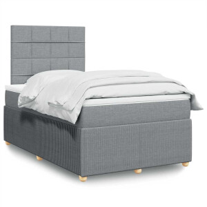 vidaXL Boxspring met matras stof lichtgrijs 120x200 cm