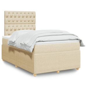 vidaXL Boxspring met matras stof crèmekleurig 120x200 cm