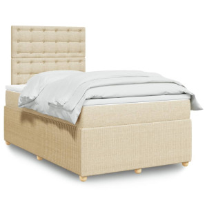 vidaXL Boxspring met matras stof crèmekleurig 120x200 cm