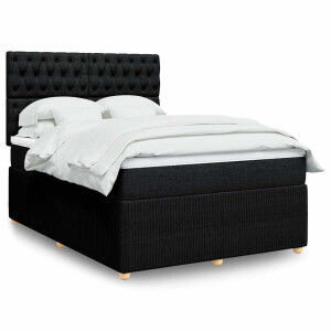 vidaXL Boxspring met matras stof zwart 140x190 cm