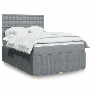 vidaXL Boxspring met matras stof lichtgrijs 140x190 cm