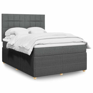 vidaXL Boxspring met matras stof donkergrijs 160x200 cm