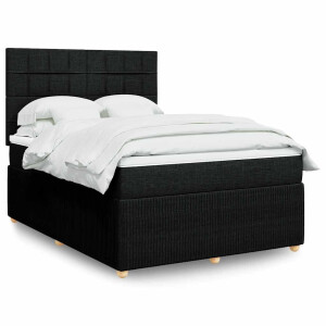 vidaXL Boxspring met matras stof zwart 160x200 cm