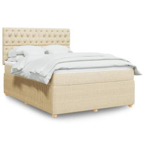 vidaXL Boxspring met matras stof crèmekleurig 160x200 cm