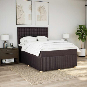 vidaXL Boxspring met matras stof donkerbruin 160x200 cm