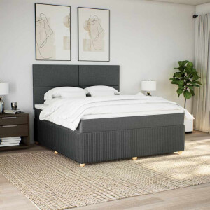vidaXL Boxspring met matras stof donkergrijs 180x200 cm