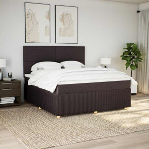 vidaXL Boxspring met matras stof donkerbruin 180x200 cm