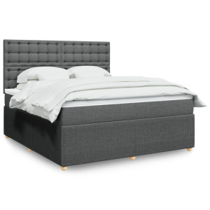 vidaXL Boxspring met matras stof donkergrijs 180x200 cm