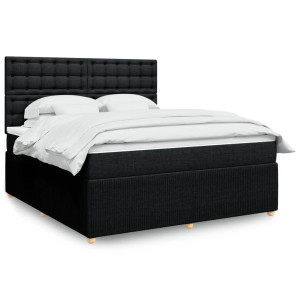vidaXL Boxspring met matras stof zwart 180x200 cm