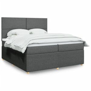 vidaXL Boxspring met matras stof donkergrijs 200x200 cm