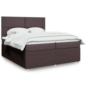 vidaXL Boxspring met matras stof donkerbruin 200x200 cm