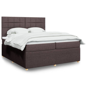 vidaXL Boxspring met matras stof donkerbruin 200x200 cm