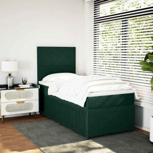 vidaXL Boxspring met matras fluweel donkergroen 80x200 cm
